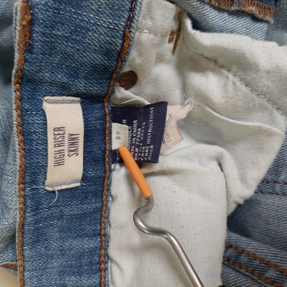 Madewell Denim Blue Jeans Pants Distressed High Riser Skinny Women Size 27 - Picture 5 of 10
